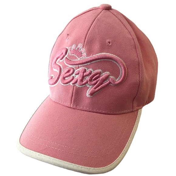 SEXY EMBROIDERED BASEBALL CAP PINK AND WHITE - Picture 1 of 8